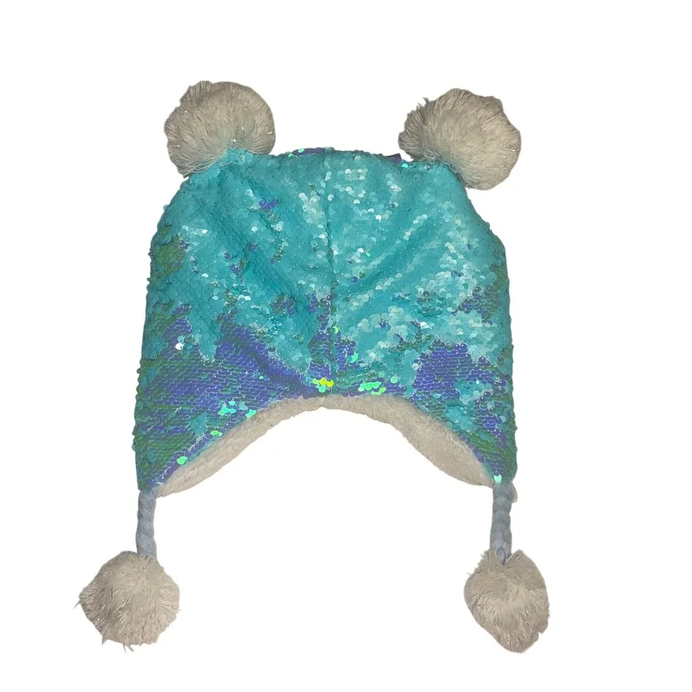 LOL Surprise Sequin Winter Hat Kids Earflap Pom Pom Y2K‎ Cute Kawaii